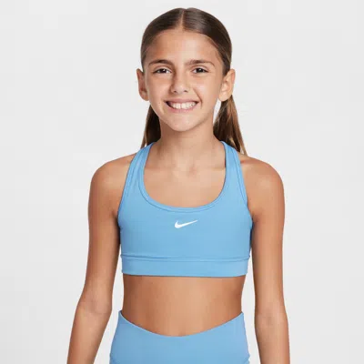 Nike Women's Swoosh Girls' Sports Bra In Blue Beyond/white