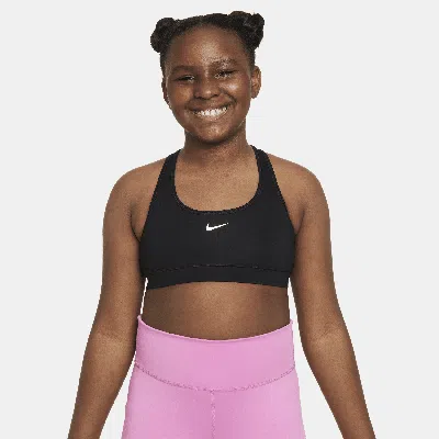 Nike Kids' Women's Swoosh Girls' Sports Bra (extended Size) In Black