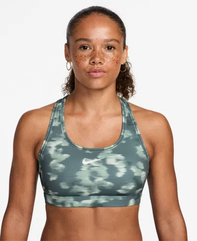 Nike Women's Swoosh Medium Support Padded Printed Sports Bra In Multi
