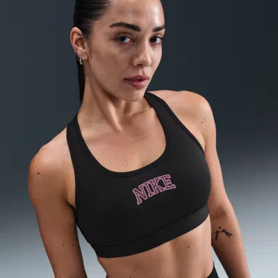 Nike Women's Swoosh Medium Support Padded Sports Bra In Black