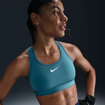Nike Women's Swoosh  Support Padded Sports Bra In Blue