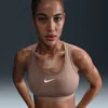 Nike Women's Swoosh Medium Support Padded Sports Bra In Minkbn,whi