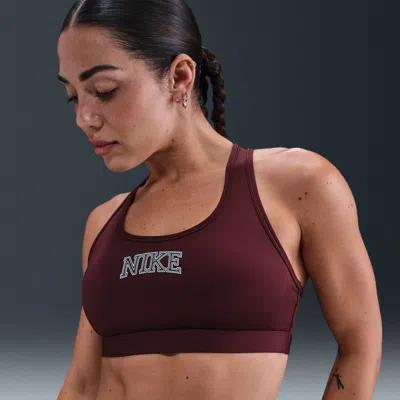 Nike Women's Swoosh Medium Support Padded Sports Bra In Brown
