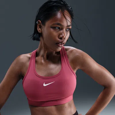 Nike Women's Swoosh Medium Support Padded Sports Bra In Pink