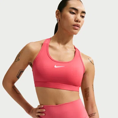 Nike Women's Swoosh Medium Support Padded Sports Bra In Red