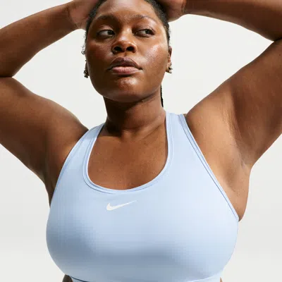 Nike Women's Swoosh Medium Support Padded Sports Bra (plus Size) In Blue