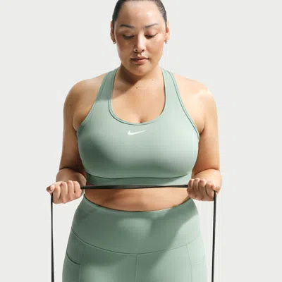 Nike Women's Swoosh Medium Support Padded Sports Bra (plus Size) In Green
