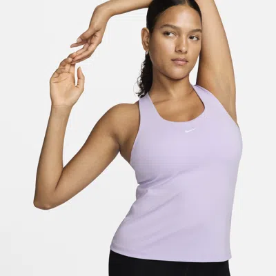 Nike Women's Swoosh Medium-support Padded Sports Bra Tank Top In Lilac Bloom/ White