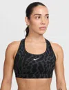 Nike Women's Swoosh Medium Support Printed Sports Bra In Grey