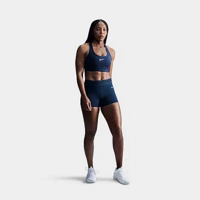 Nike Women's Swoosh Medium Support Sports Bra In Armory Navy/white