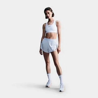 Nike Women's Swoosh Medium Support Sports Bra In White/stone Mauve/black