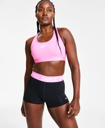 Nike Women's Swoosh Padded Medium-impact Sports Bra In Playful Pink