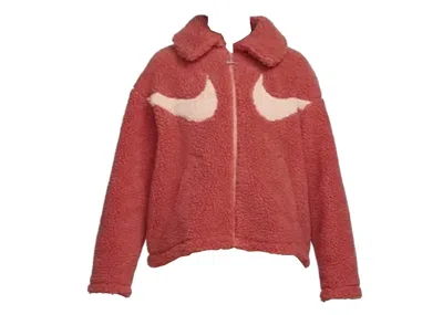 Pre-owned Nike Women's Swoosh Sherpa Fullzip Jacket In Lobster Crimson