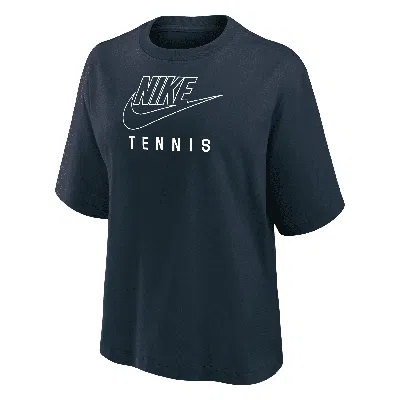 Nike Women's Swoosh Tennis Boxy T-shirt In Blue