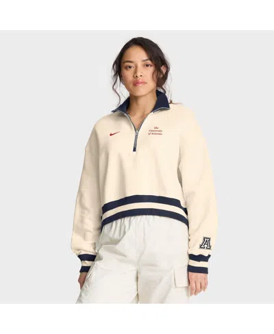 Nike Women's Tan Arizona Wildcats Legacy Half-zip Sweatshirt In White