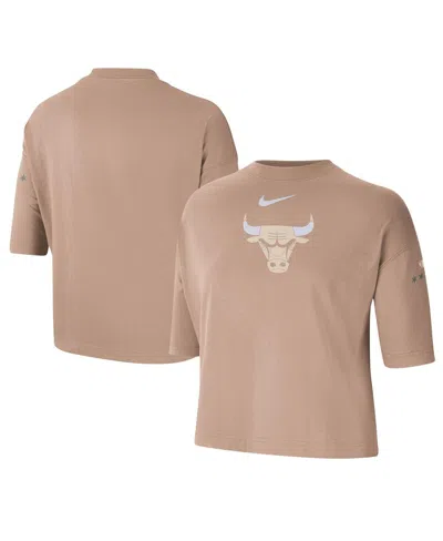 Nike Women's Tan Chicago Bulls 2024/25 City Edition Courtside Boxy T-shirt In Brown