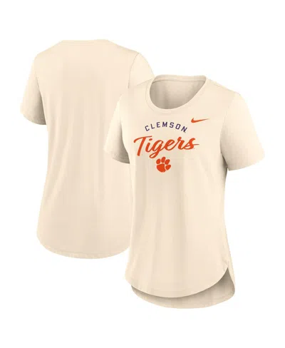 Nike Women's Tan Clemson Tigers Script Logo Tri-blend T-shirt
