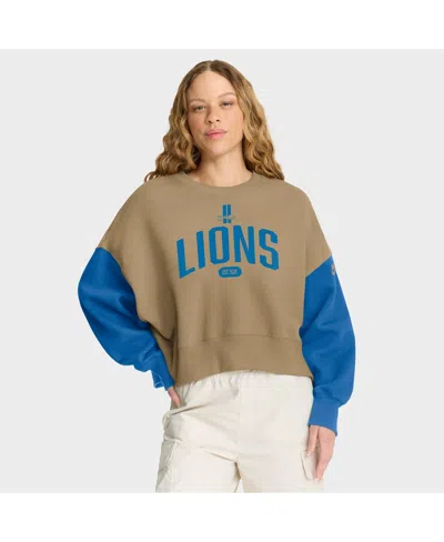 Nike Women's Tan Detroit Lions Oversized Rewind Pullover Sweatshirt In Brown