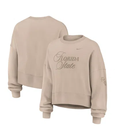 Nike Women's Tan Florida State Seminoles Neutral Stance Collection Oversized Phoenix Fleece Sweatshirt