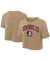 Nike Women's Tan Florida State Seminoles Power Pursuit Athletic Prep Arch Performance Cropped T-shirt