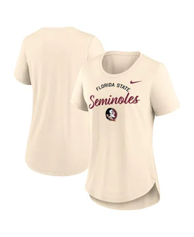 Nike Women's Tan Florida State Seminoles Script Logo Tri-blend T-shirt