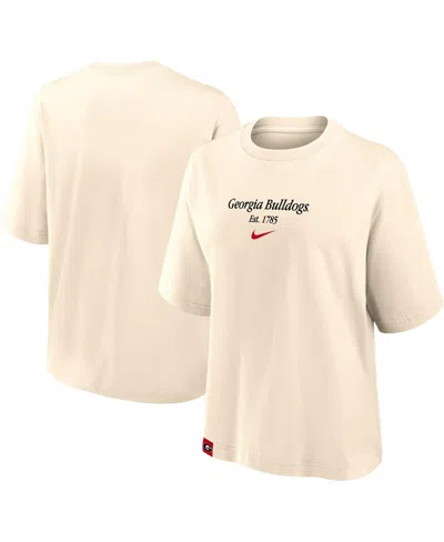 Nike Women's Tan Georgia Bulldogs Established Tag Boxy T-shirt In Neutral