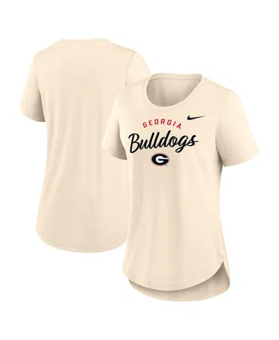 Nike Women's Tan Georgia Bulldogs Script Logo Tri-blend T-shirt