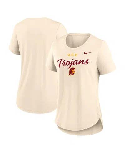 Nike Women's Tan Usc Trojans Script Logo Tri-blend T-shirt