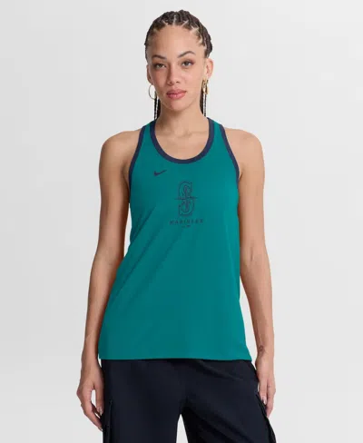 Nike Women's Teal Seattle Mariners Tri-blend Dri-fit Racerback Tank Top In Green