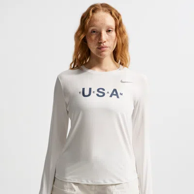 Nike Women's Team Usa One Dri-fit Long-sleeve Top In White