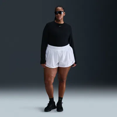 Nike Women's Tempo Dri-fit Mid-rise 3" Brief-lined Running Shorts (plus Size) In White