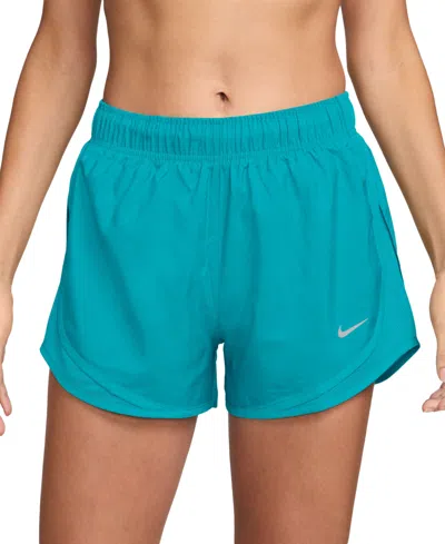 Nike Women's Tempo Dri-fit Mid Rise Brief-lined Running Shorts In Dusty Cactus,htr,reflective Silv