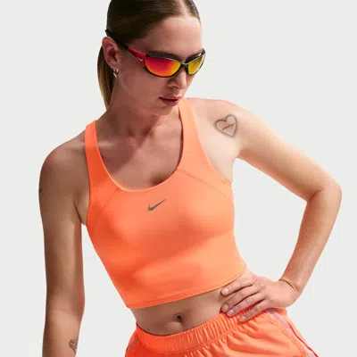 Nike Women's Tempo Medium-support Cropped Sports Bra Tank Top In Orange