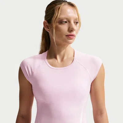 Nike Women's Tempo Swoosh Dri-fit Cap-sleeve Running Top In Pink