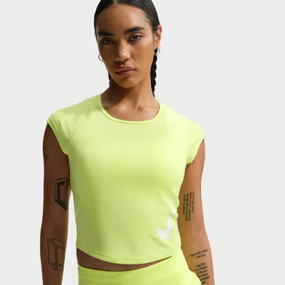 Nike Women's Tempo Swoosh Dri-fit Cap-sleeve Running Top In Green