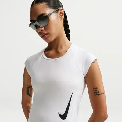 Nike Women's Tempo Swoosh Dri-fit Cap-sleeve Running Top In White