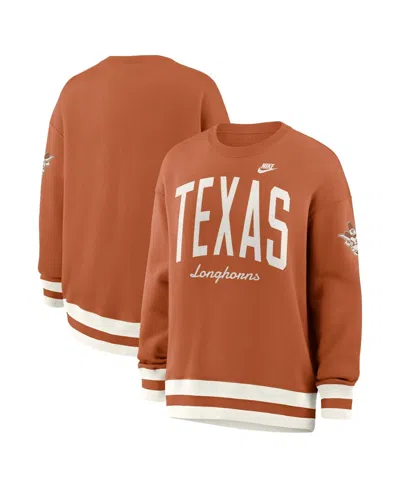 Nike Women's Texas Orange Texas Longhorns Oversized Legacy Arch Phoenix Sweatshirt In Texas Orange,white