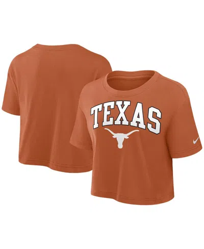 Nike Women's Texas Orange Texas Longhorns Power Pursuit Athletic Prep Arch Performance Cropped T-shirt