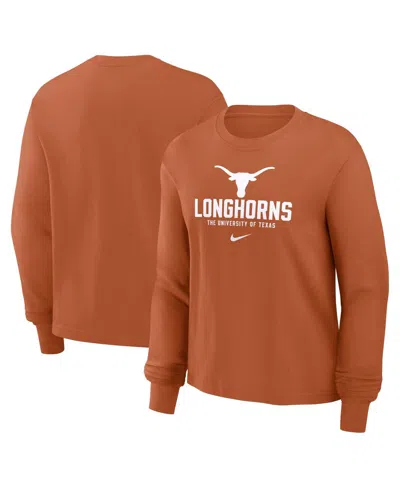Nike Women's Texas Orange Texas Longhorns Primetime University Boxy Long Sleeve T-shirt