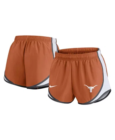 Nike Women's Texas Orange Texas Longhorns Spring Break Tempo Performance Shorts In Burnt Orange,white