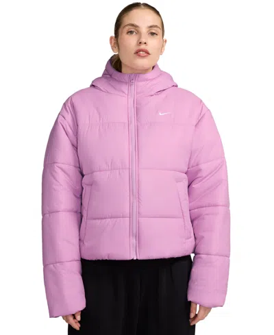 Nike Women's Therma-fit Hooded Puffer Jacket In Beypnk,whi