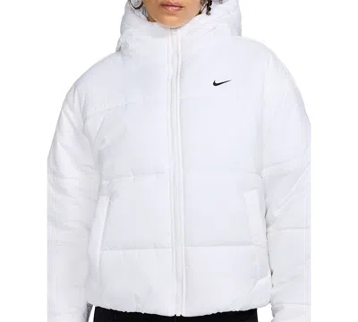Nike Women's Therma-fit Hooded Puffer Jacket In White,black