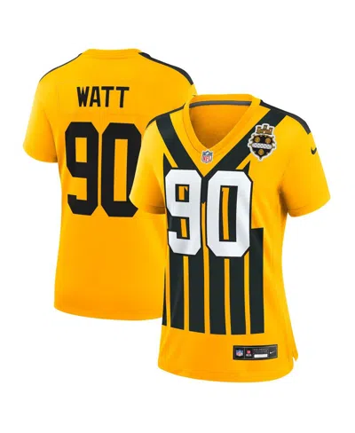 NIKE WOMEN'S T.J. WATT GOLD PITTSBURGH STEELERS ALTERNATE 1933 THROWBACK GAME JERSEY