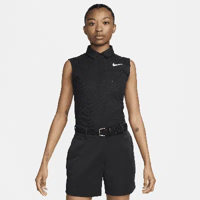 Nike Women's Tour Dri-fit Adv Sleeveless Golf Polo In Black