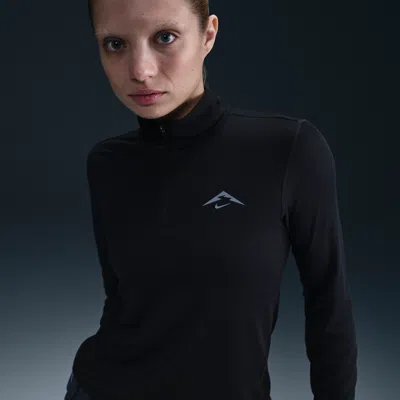 Nike Women's Trail Dri-fit 1/4-zip Running Mid-layer Top In Black