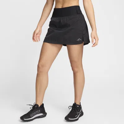 Nike Women's Trail Repel Mid-rise 5" Running Skort With Pockets In Black
