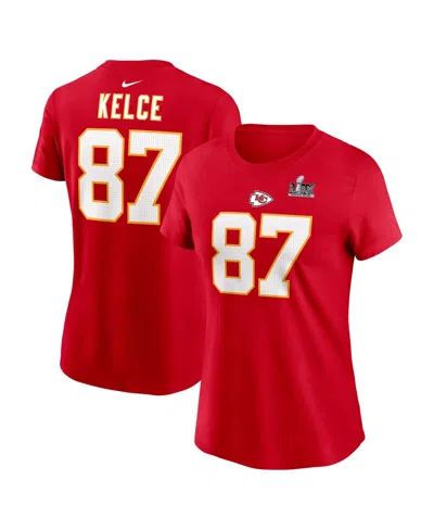 Nike Women's Travis Kelce Red Kansas City Chiefs Super Bowl Lix Name Number T-shirt