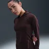 Nike Women's Universa Dri-fit Slim Hooded Long-sleeve Top In Burgundy