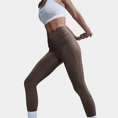 Nike Women's Universa High-rise Full-length Leggings (with Pockets) In Mink Brown/smoke Grey/ironstone