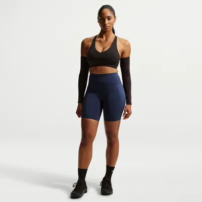 Nike Women's Universa High-waisted 8" Biker Shorts With No Front Seam In Blue